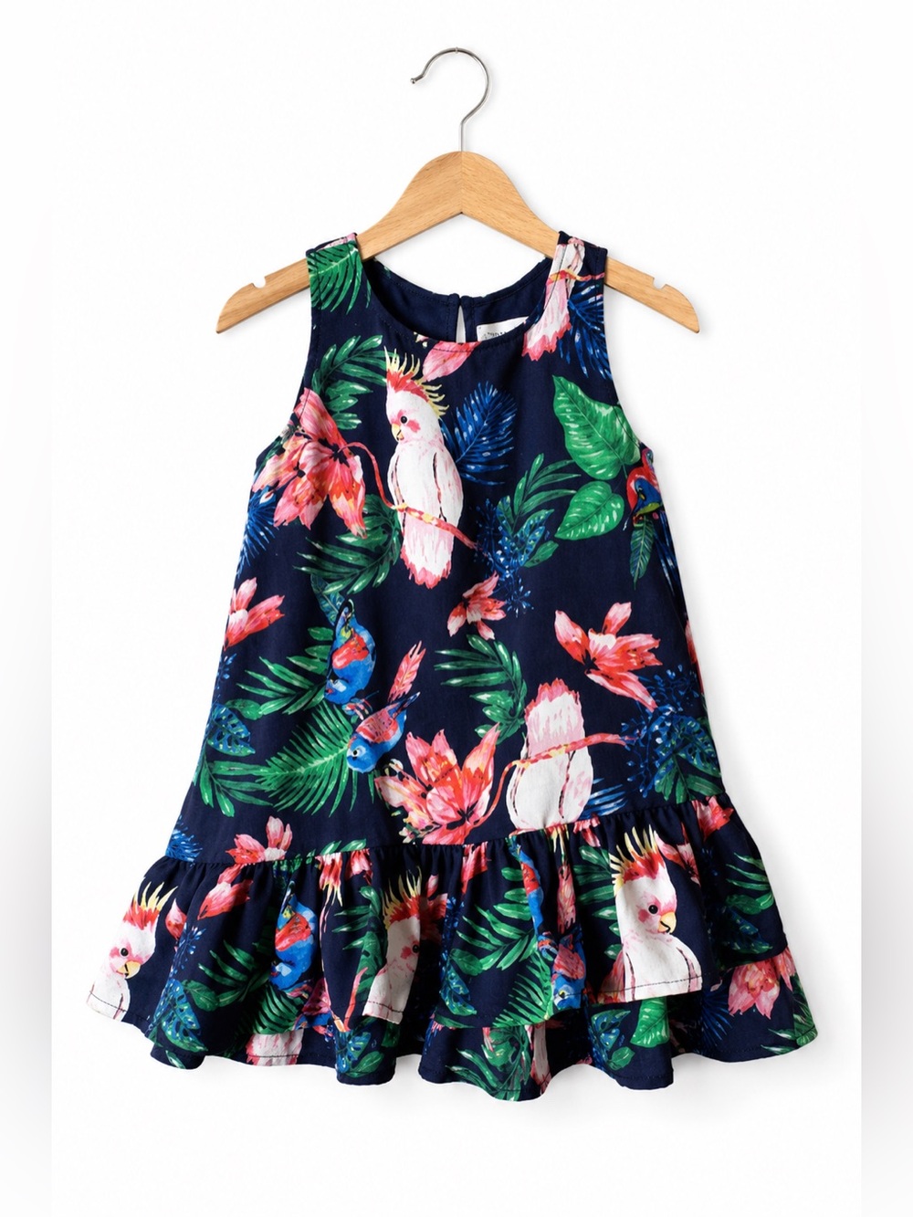 H&M Floral Parrot Print Dress. Great Condition. Size 1 1/2-2. Main Color Navy